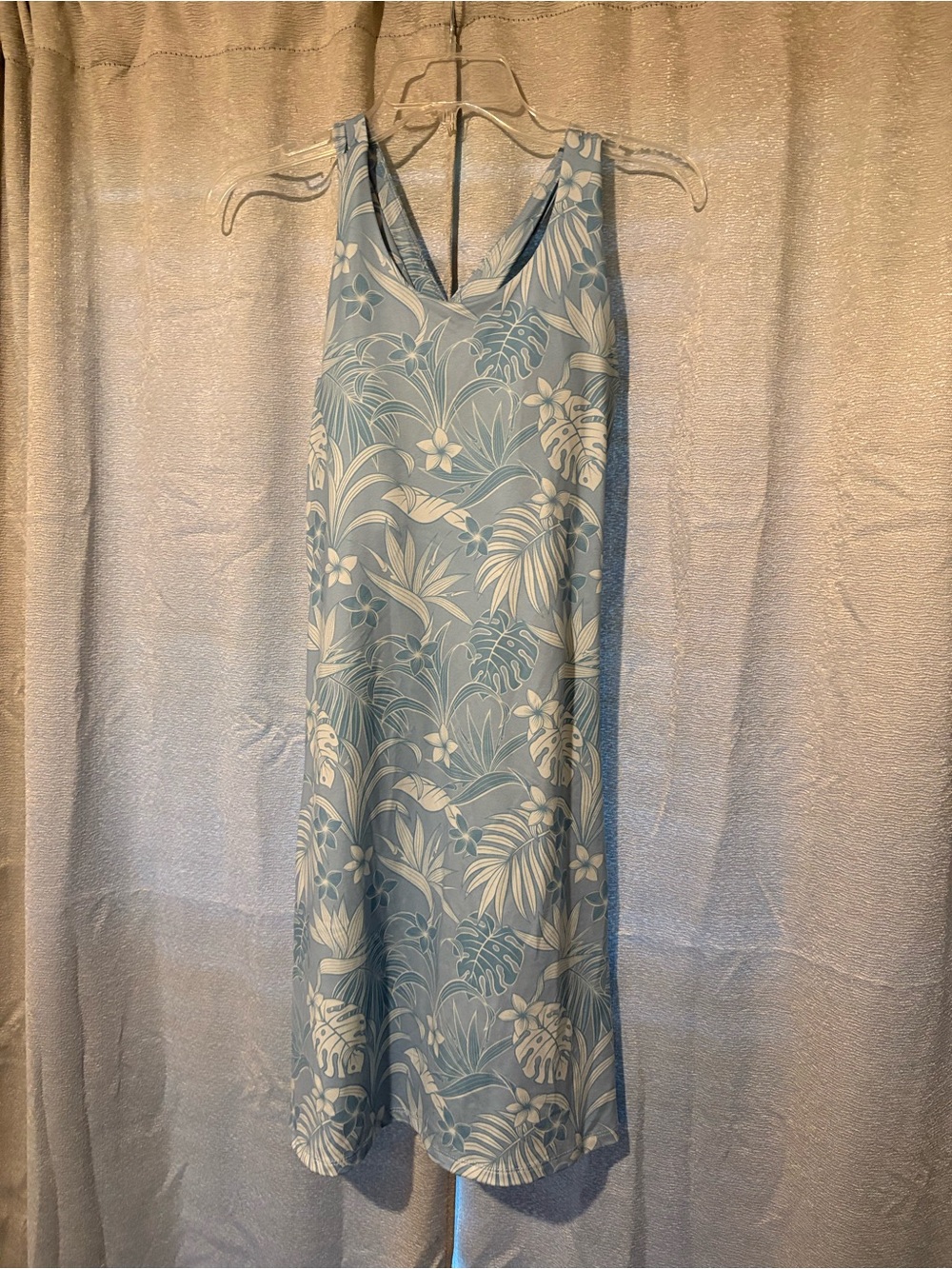Blue Floral V-Neck Maxi Slip Dress - Women's